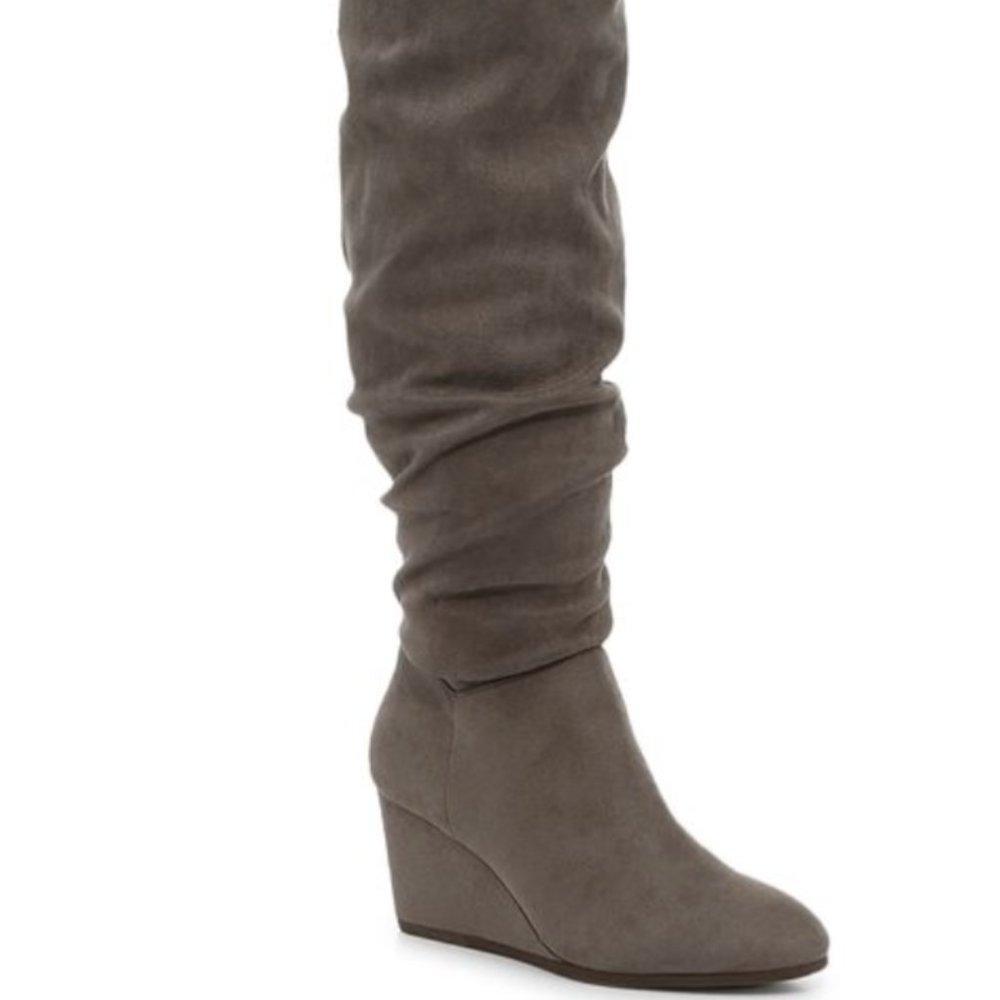 Knee high slouch wedge boot Taupe 9.5